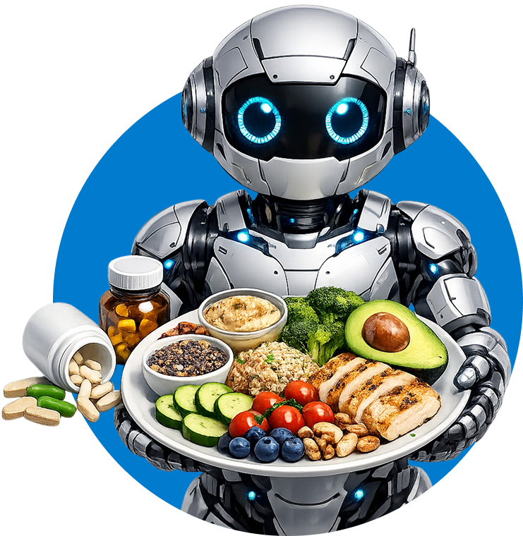 AI assistant serving a plate of healthy food
